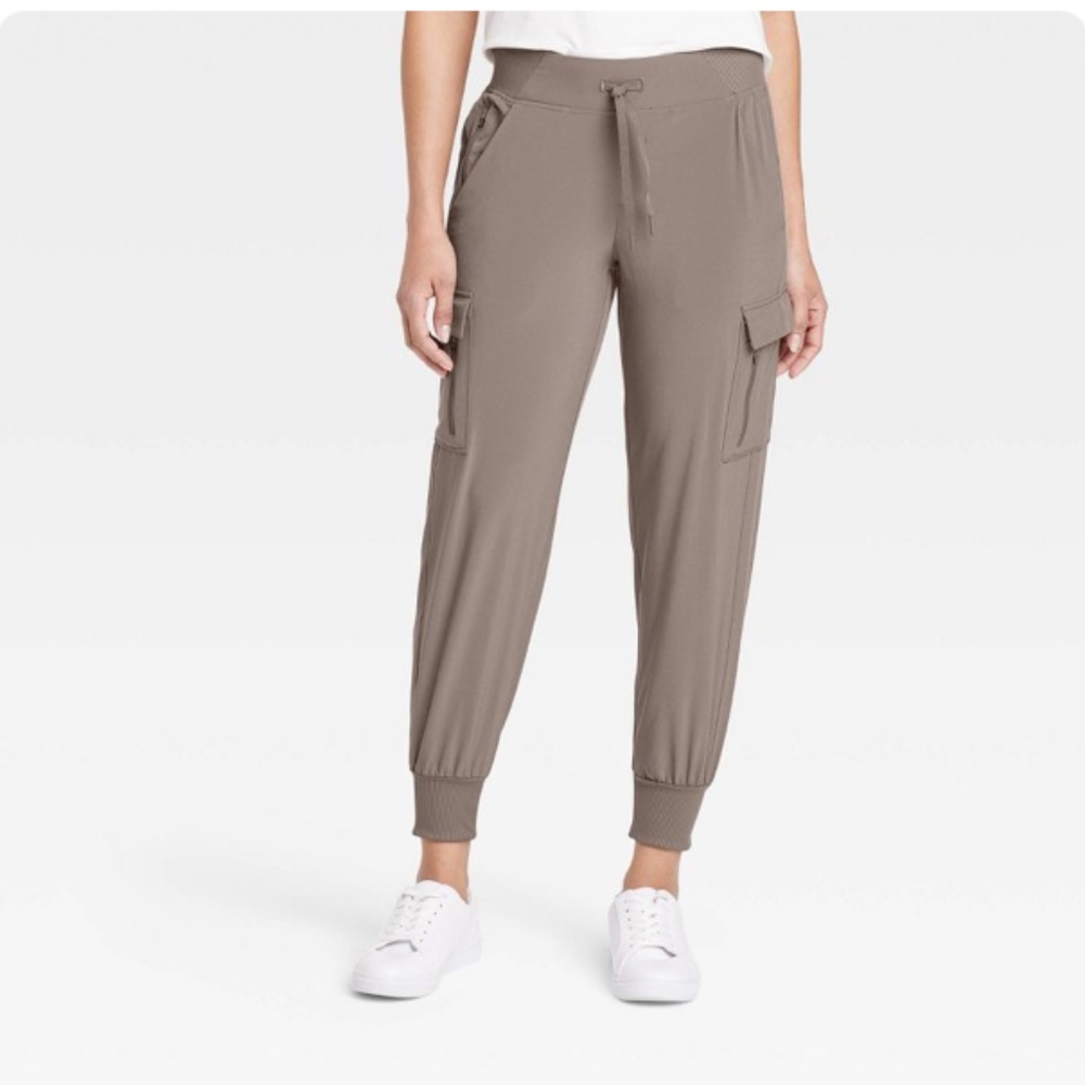 Women's Stretch Woven Tapered Cargo Pants - All in Motion™ Dark Brown XXL NWT 3